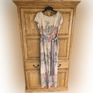 BHLDN Dress Adrianna Papell Matelasse Floral Jacquard Column Gown